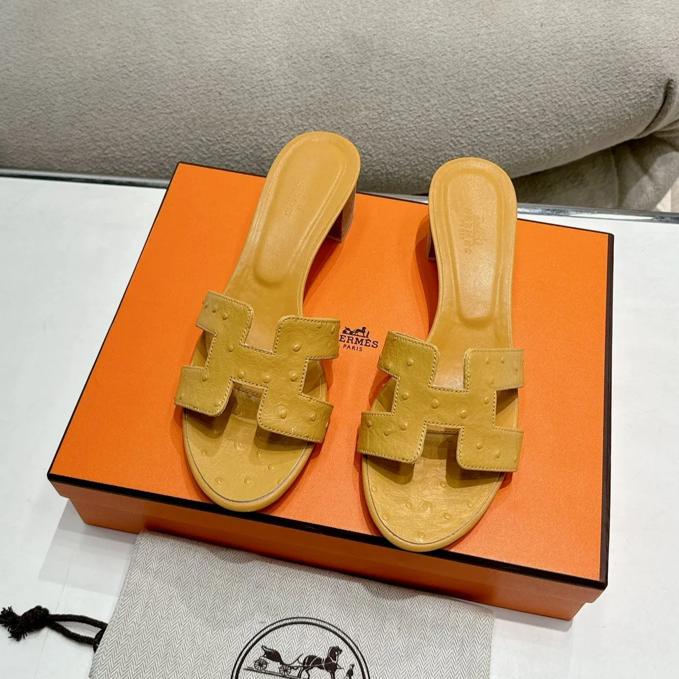 Hermes Shoes 0ASIS SANDAL CARAMEL CALFSKIN SPECIAL - Certified Pre-Owned Luxury