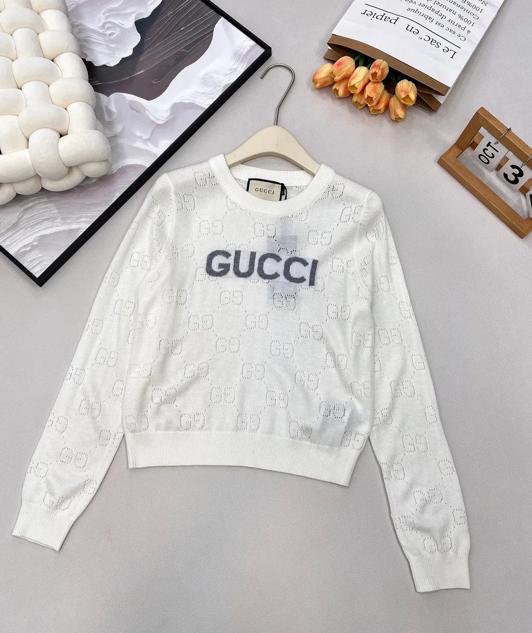 Gucci Gucci Letter Jacquard Knit Top - Certified Pre-Owned Luxury
