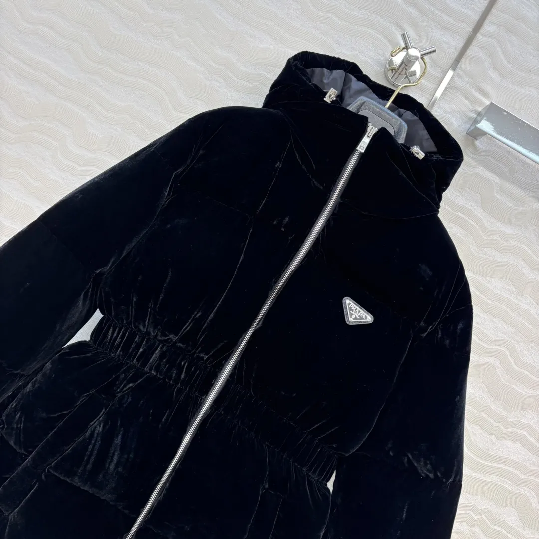 Ant-Waist Velvet Down Jacket - Main View
