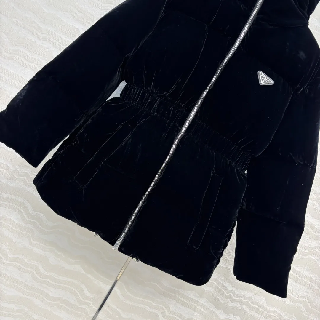 Ant-Waist Velvet Down Jacket view 3