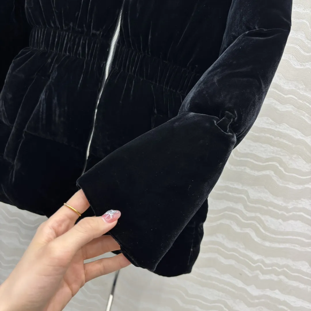 Ant-Waist Velvet Down Jacket view 4