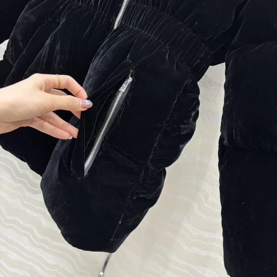 Ant-Waist Velvet Down Jacket view 5