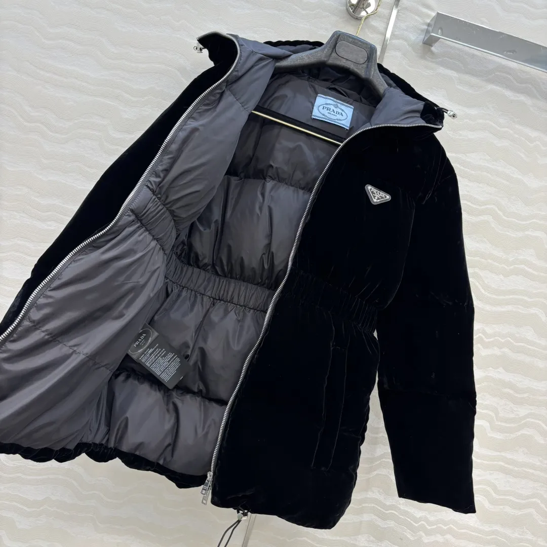 Ant-Waist Velvet Down Jacket view 6